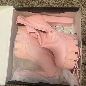 Fashion Nova Light Pink Heeled Boots